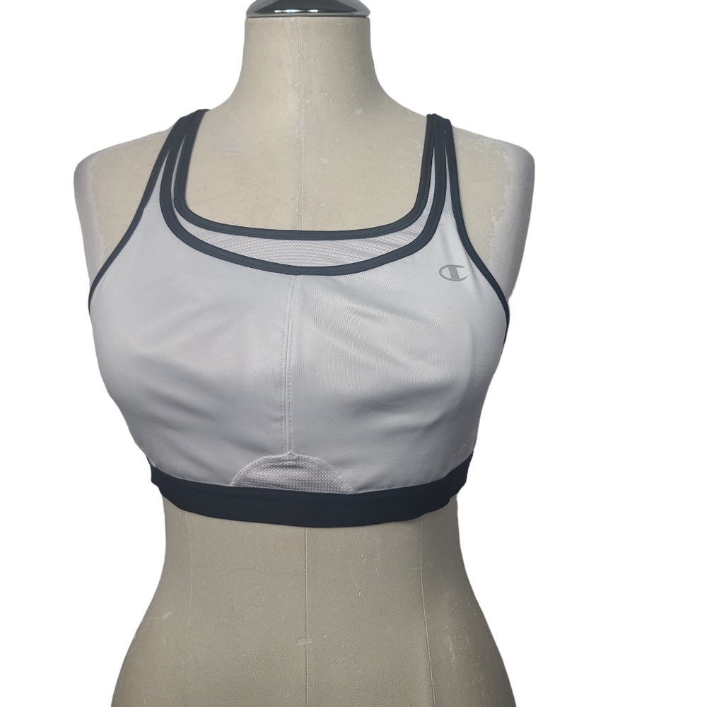 Champion Max Support White Black Criss Cross Sports Bra 36C